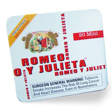 Romeo y Julieta Miniatures might be small, but these tasty cigarillos allow you to enjoy a full Romeo y Julieta experience, in a fraction of the time. Containing the same premium tobaccos as their larger counterparts, Miniatures deliver smooth, big-time flavors. The best part is, Miniatures are packaged in pocket-sized fresh-sealed tins, which require no humidification until you open them! Convenience at its finest, from Romeo y Julieta.