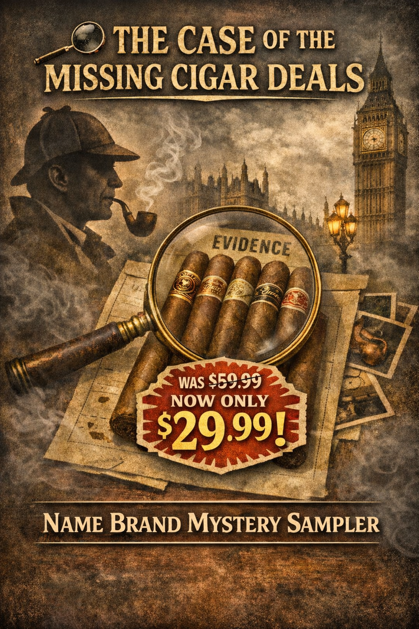 A deal this good won’t stay hidden for long.

Introducing the Master Cigar Sampler – 5 Pack
A carefully selected lineup of premium cigars worthy of the most refined detective.

? Regular Value: $59.99
? Today’s Price: ONLY $29.99

That’s 50% OFF the case file.

Some brands available in this line up Rocky Patel. Perdomo, My father and many more this will be dealer choice.